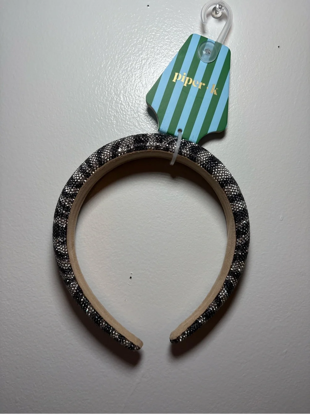 Piper Black and Silver Glitter Padded Headband